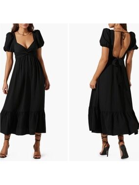 ASTR the Label Tie Back Puff Sleeve Midi Dress